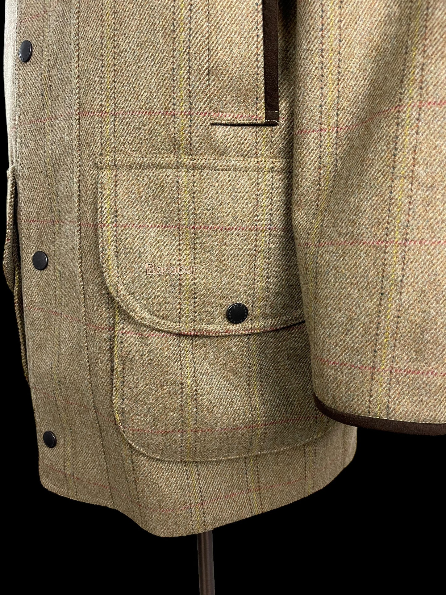 Barbour Tweed Field Coat Double Twist Large Green Country Shooting Merino Wool