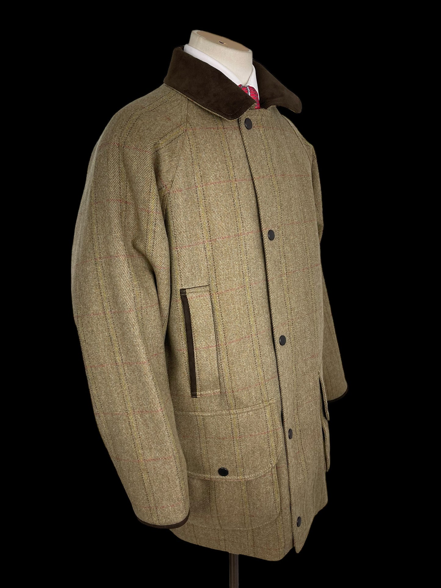 Barbour Tweed Field Coat Double Twist Large Green Country Shooting Merino Wool